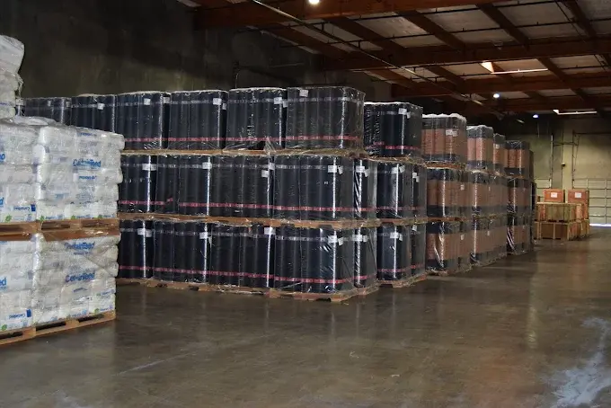 Palletized product storage inside a Wymore Transfer warehouse
