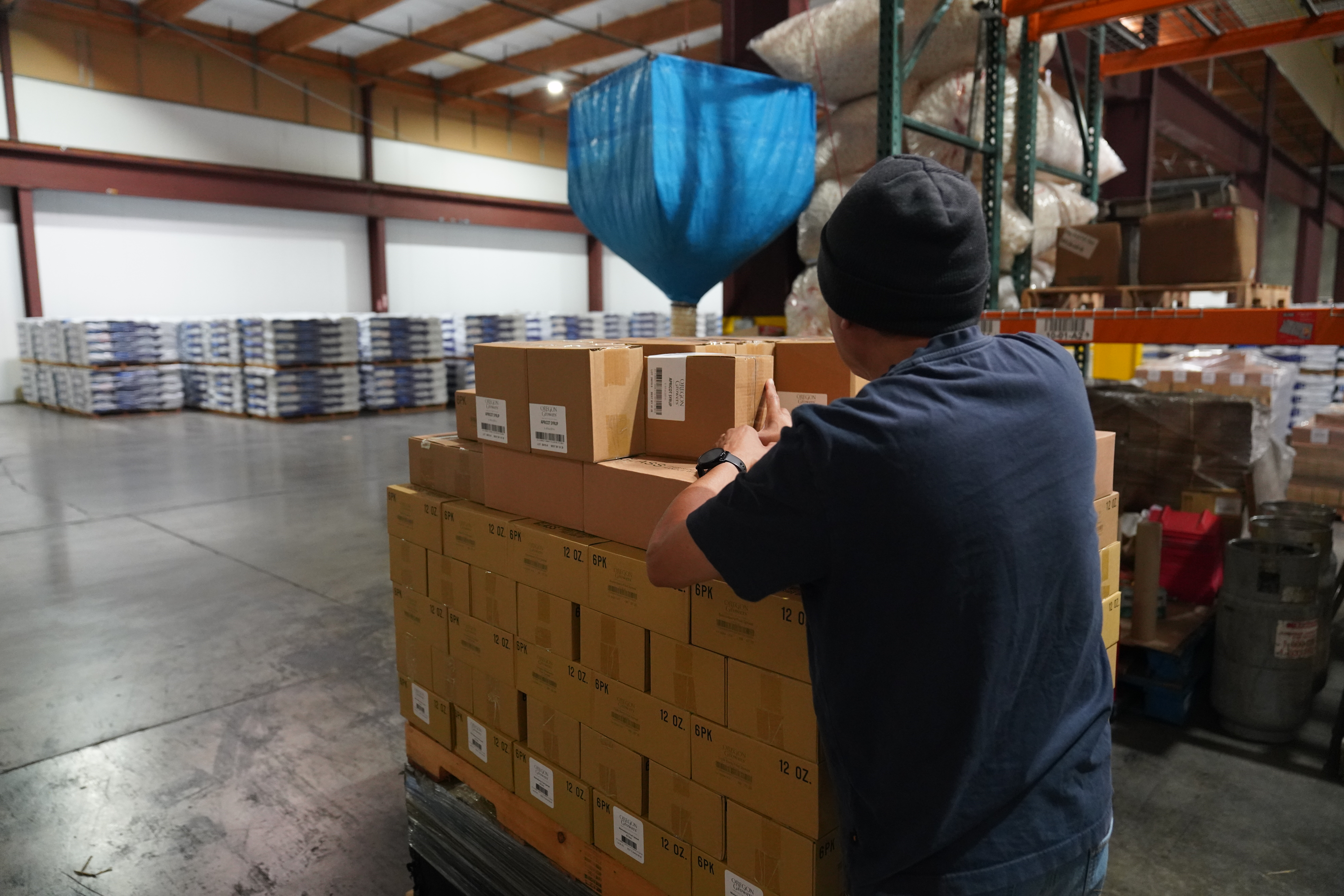 Palletized inventory stored in an Oregon warehouse